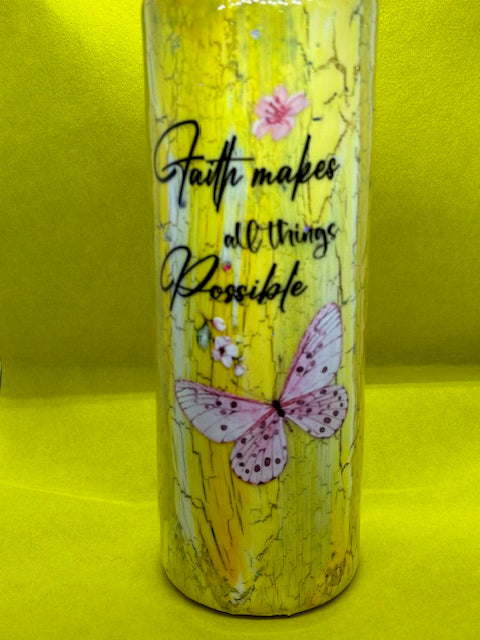 20oz. Faith Makes All Things Possible Crackle Method Epoxy UVDTF Tumbler *Ready to ship*