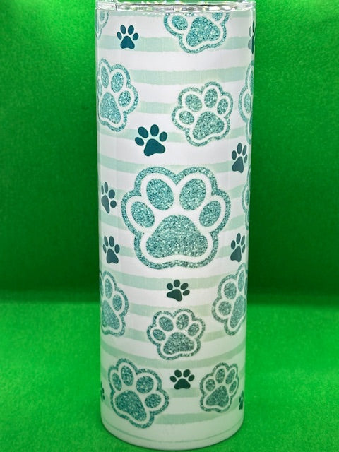 20oz. Green Paw Striped Sublimation Tumbler *Ready to Ship*