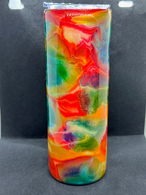 20oz. Rainbow Alcohol Ink Epoxy Tumbler *Ready to Ship*