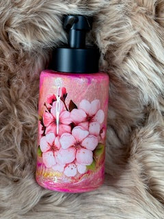 18oz Pink Floral Epoxy Soap Pump Dispenser