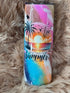 20 oz skinny Summer Epoxy Tumbler, Beach Sunset Design "Beach Babe"