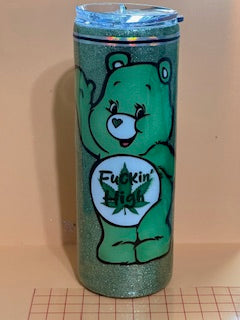 20 oz Skinny Green Bear Tumbler -F*ckin' High