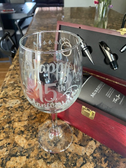 Custom Etched Wine Glass