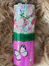 20oz Duo Epoxy Tumbler with floral, pink, and butterflies
