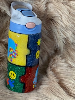 Epoxy Autism Awareness Sippy Cup (Blue Lid)